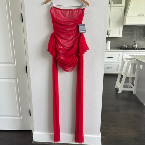 Norma Kamali Strapless Bill Pickleball With Bow Size Large New - Picture 2 of 8